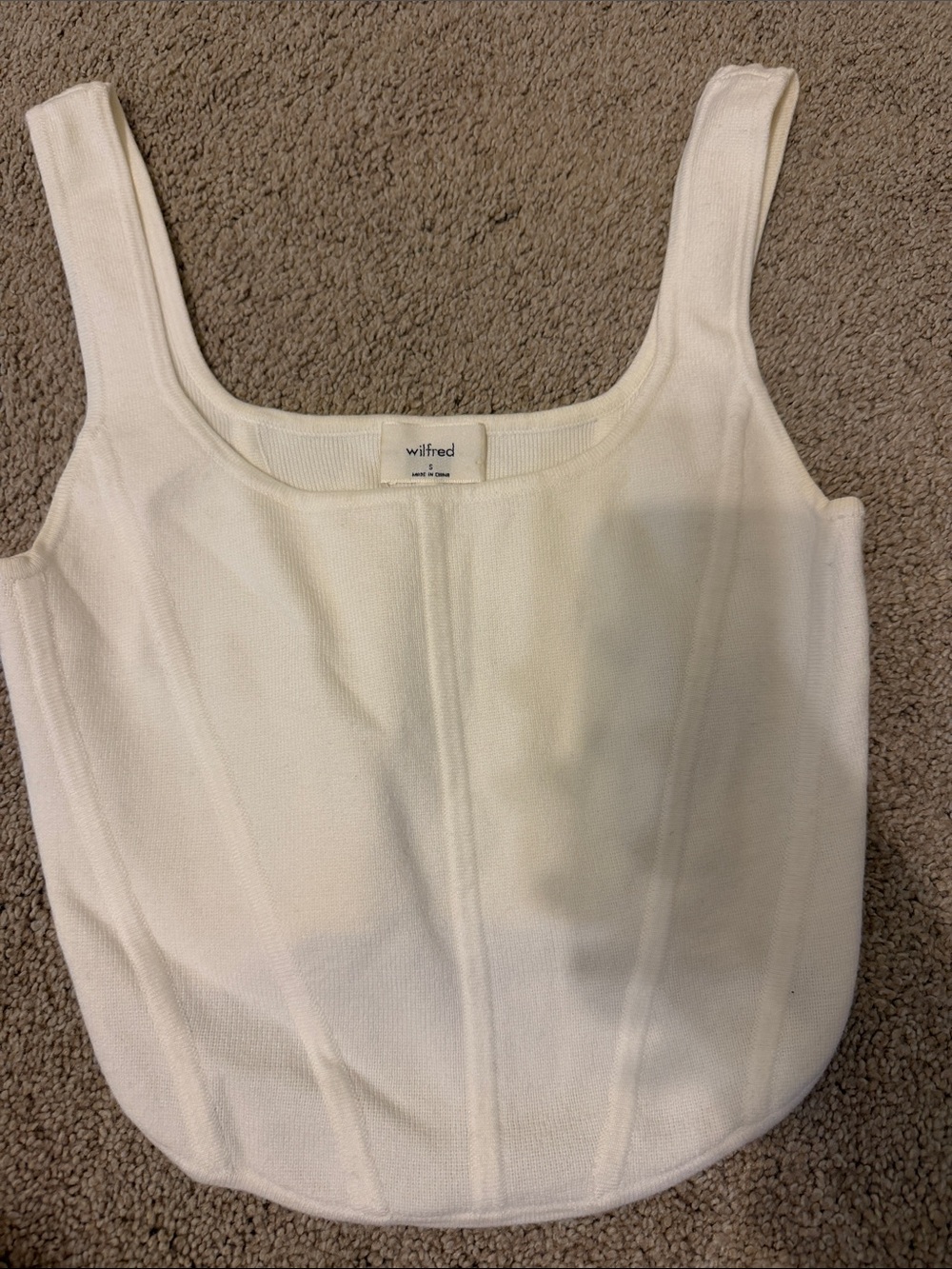 Aritzia Wilfred Off-White Structured Square-Neck Camisole